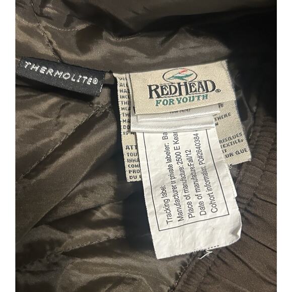 Red Head Camo Insulated Silent-Hide Thermolite Bib Overalls Boys Youth Large - Picture 9 of 11